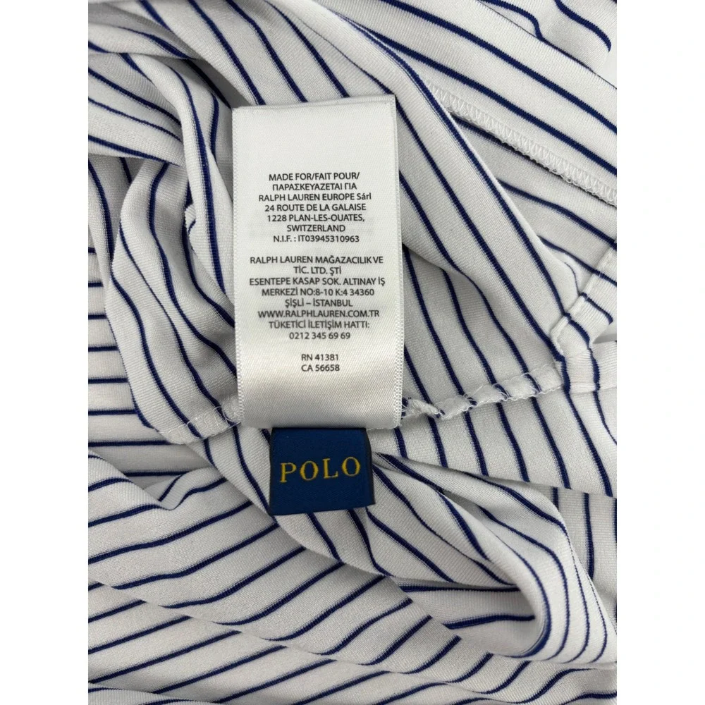 Polo Ralph Lauren Performance Men XL Striped Golf Polo Shirt Navy White